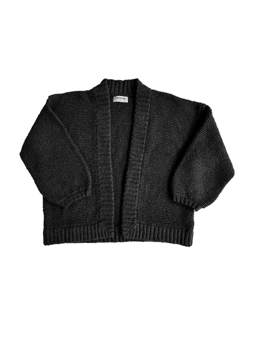 Open-Front Chunky Black Cardigan Sweater